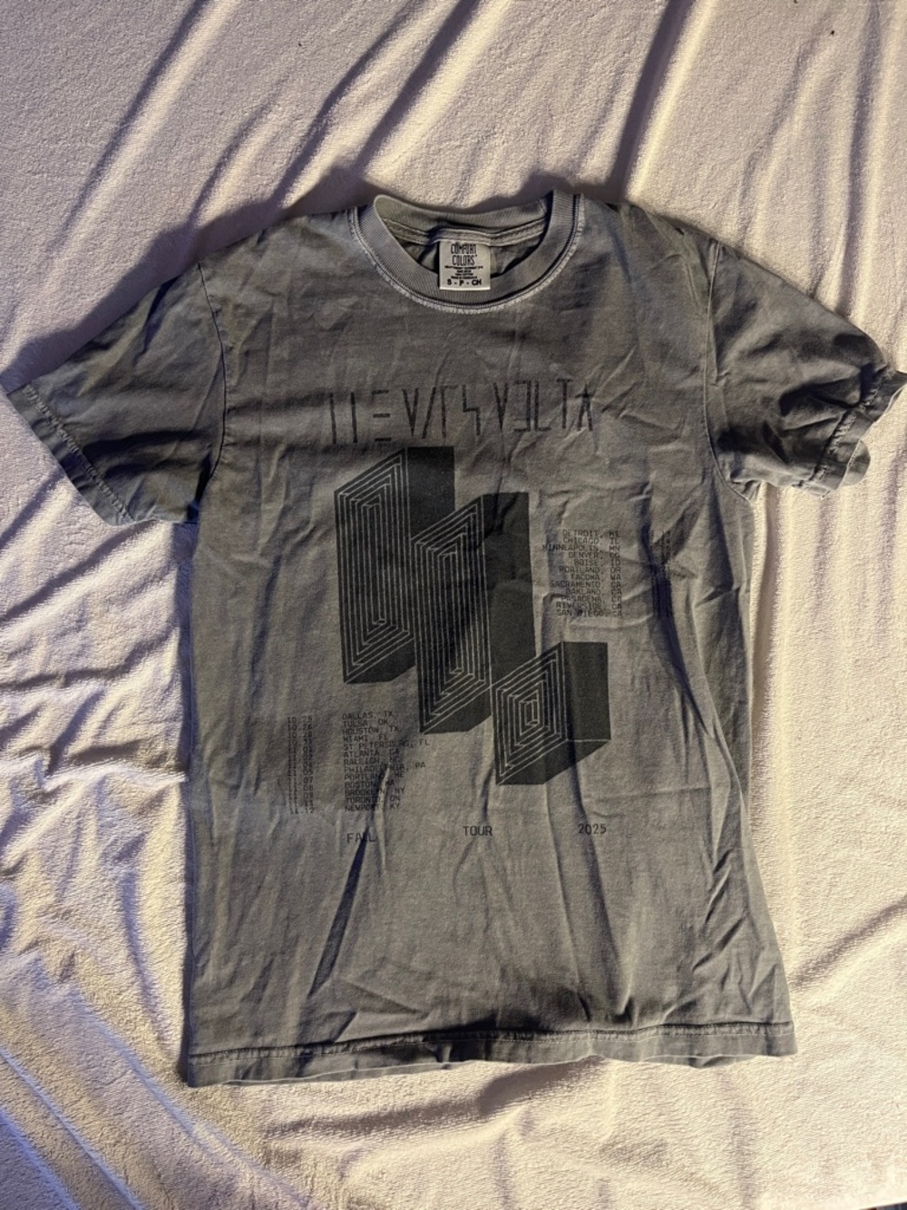 Mars Volta Tour 2025 Comfort Colors Sm Men's Gray Graphic Tee with Black Print